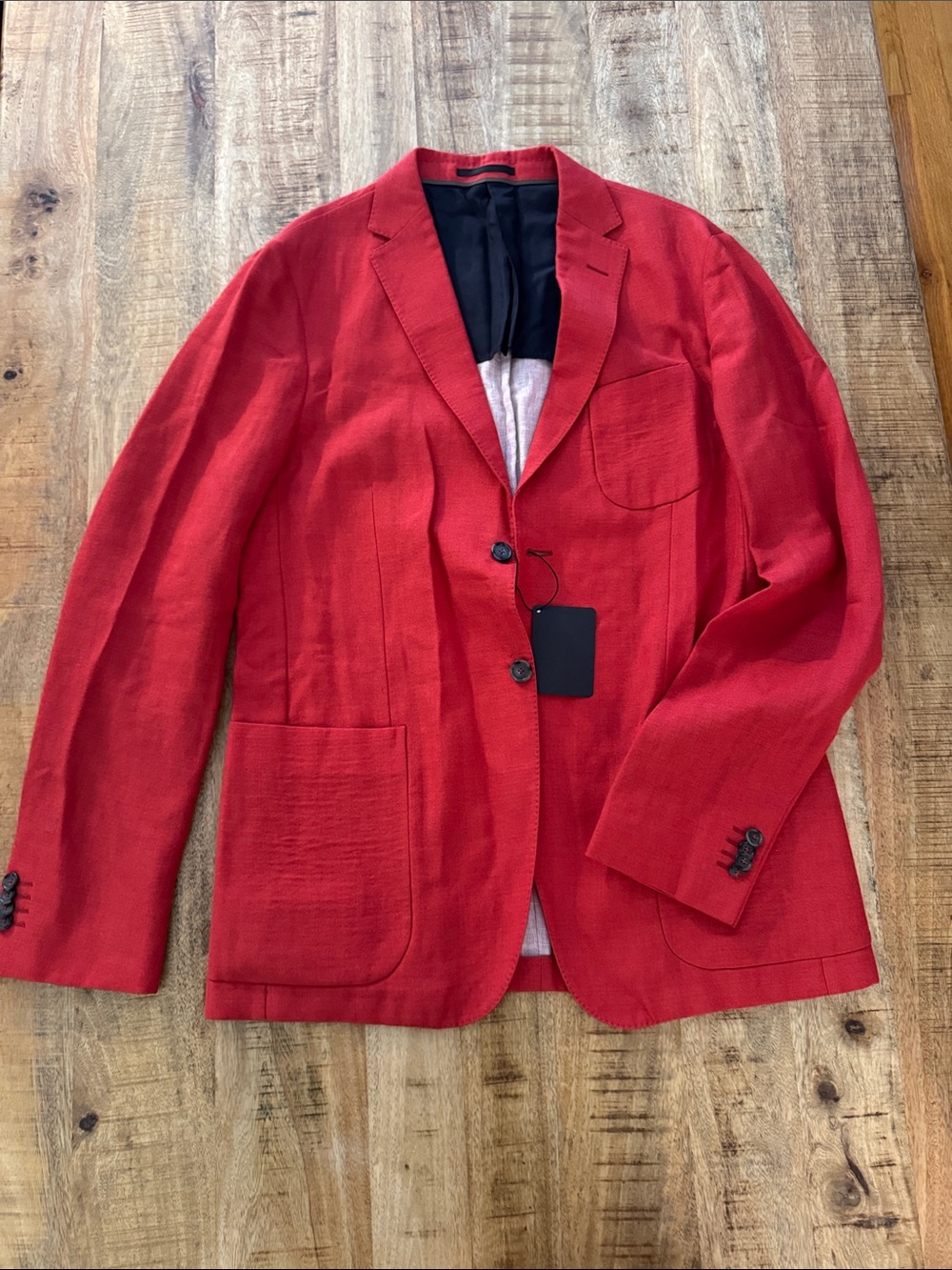 Z Zegna Men's Red LINEN WOOL SILK Blend Blazer CEKET Jacket 54R IT /US 44 R NEW